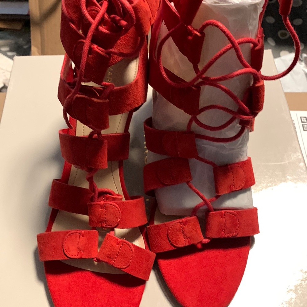 Red suede heels